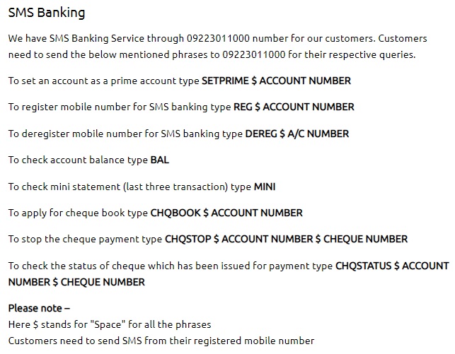 Bandhan Bank SMS Banking Keywords