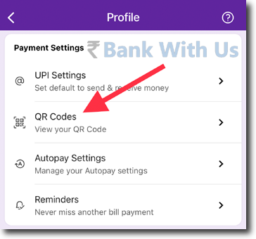 This Image Explains how the Users Can Find QR Codes option in the PhonePe App